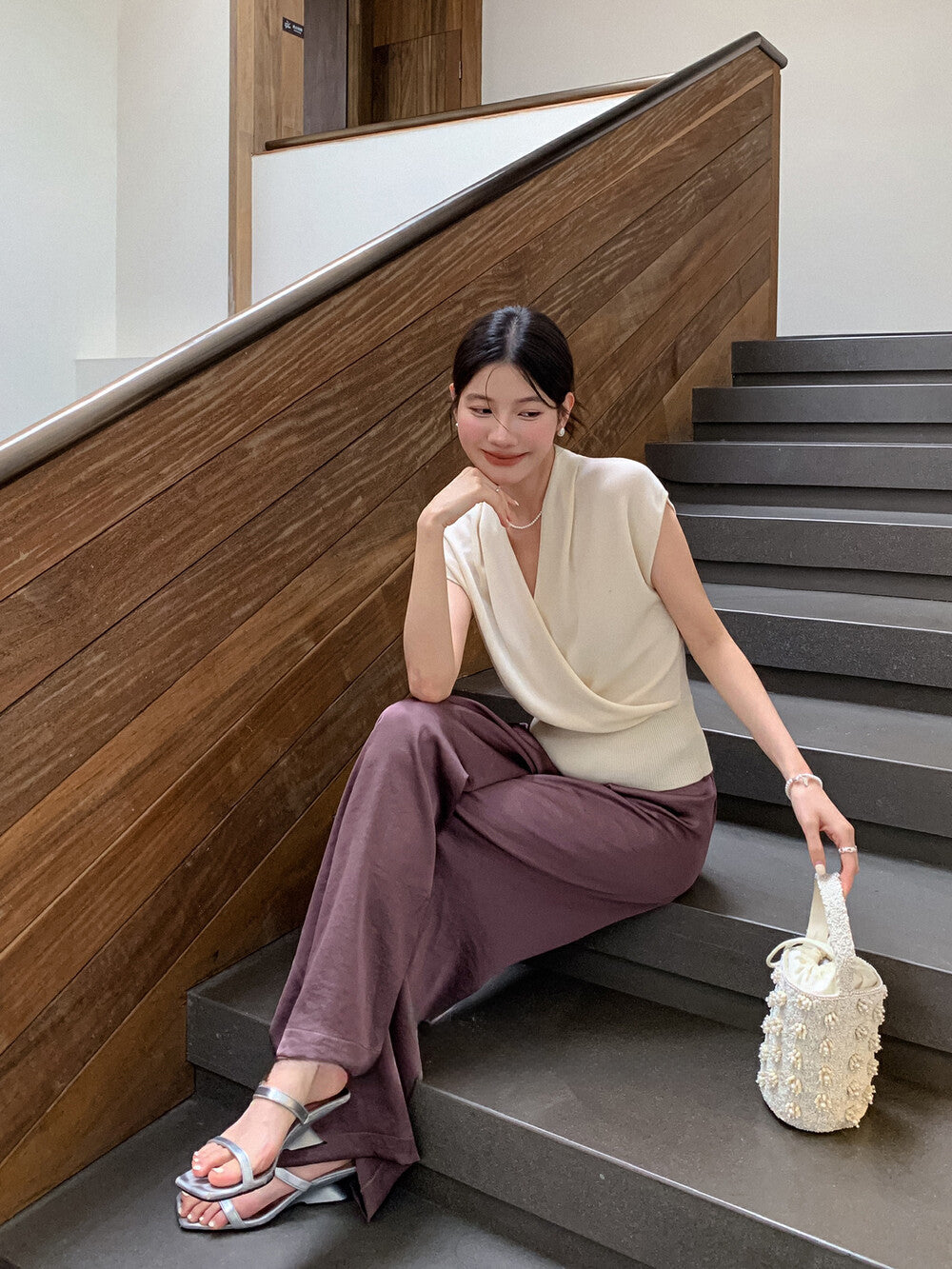 Mira Ribbed Wrap Knit Top