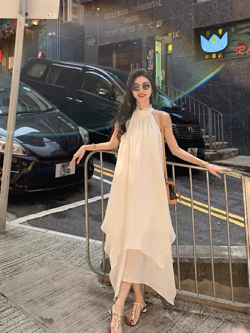 Asymmetrical Hem Halter Dress