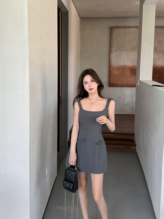 Structured Square Neck Mini Dress
