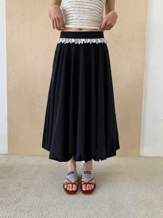 Structured Balloon Hem Maxi Skirt