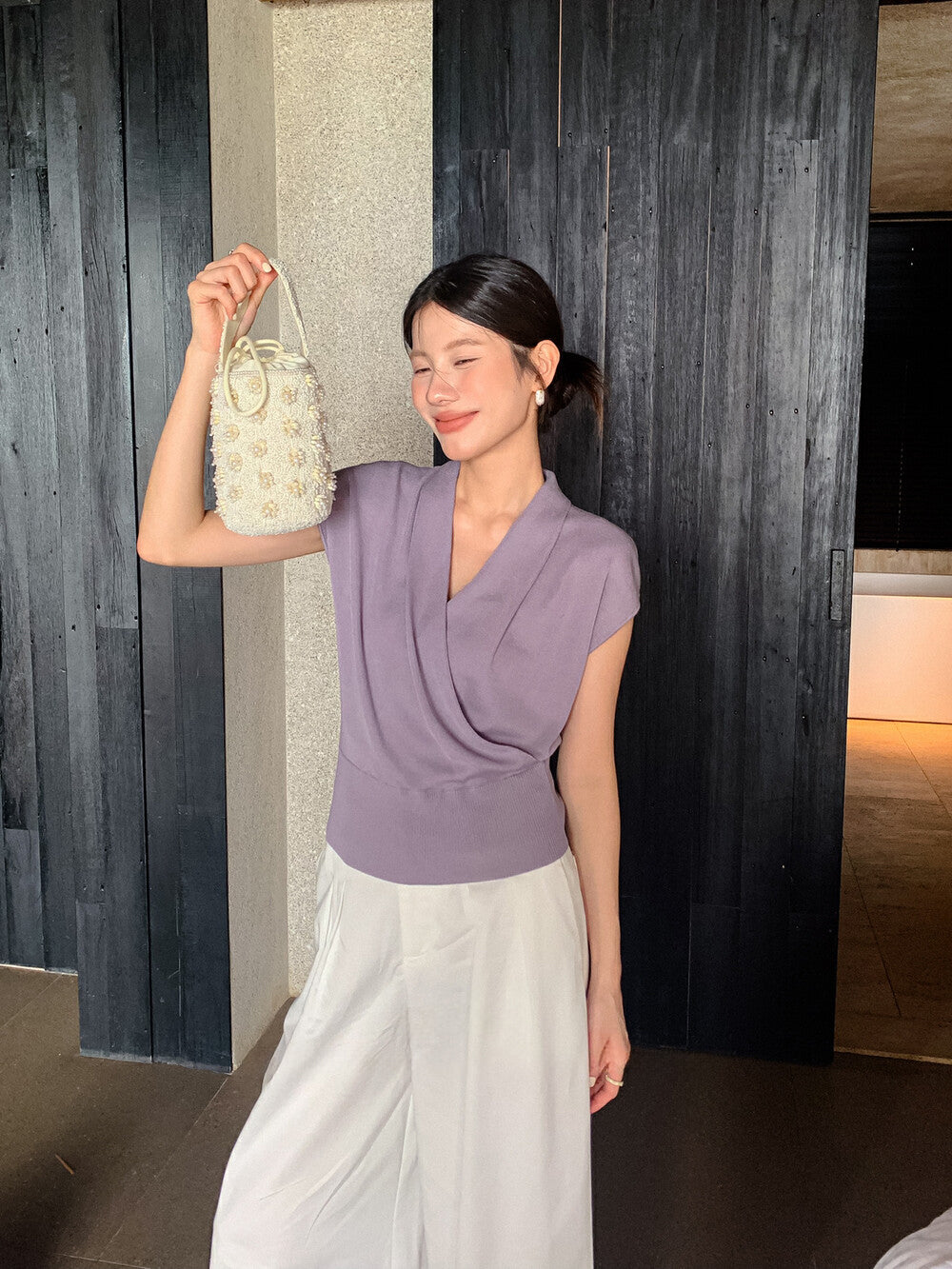 Mira Ribbed Wrap Knit Top