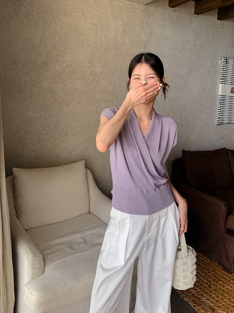 Mira Ribbed Wrap Knit Top